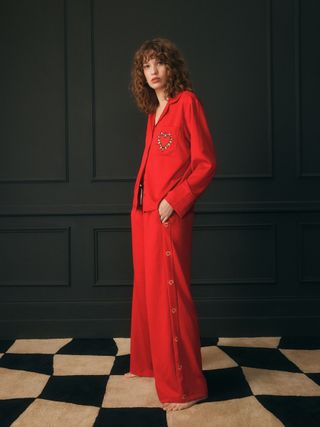 Rockett St George Red Hammered Satin Heart Pyjamas