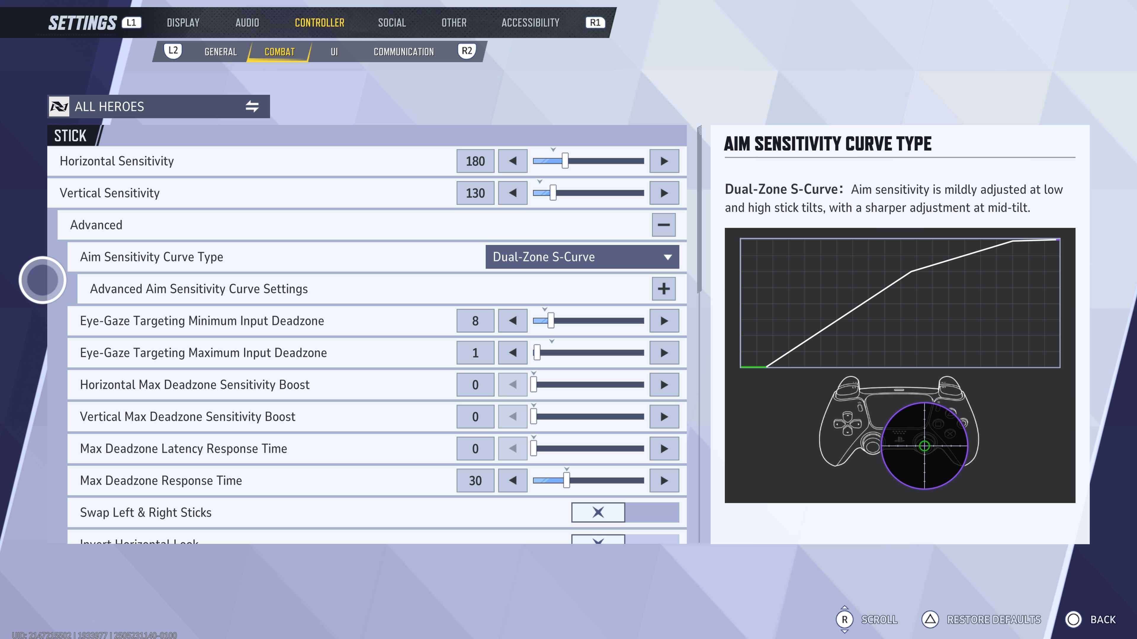 Controller settings for Marvel Rivals