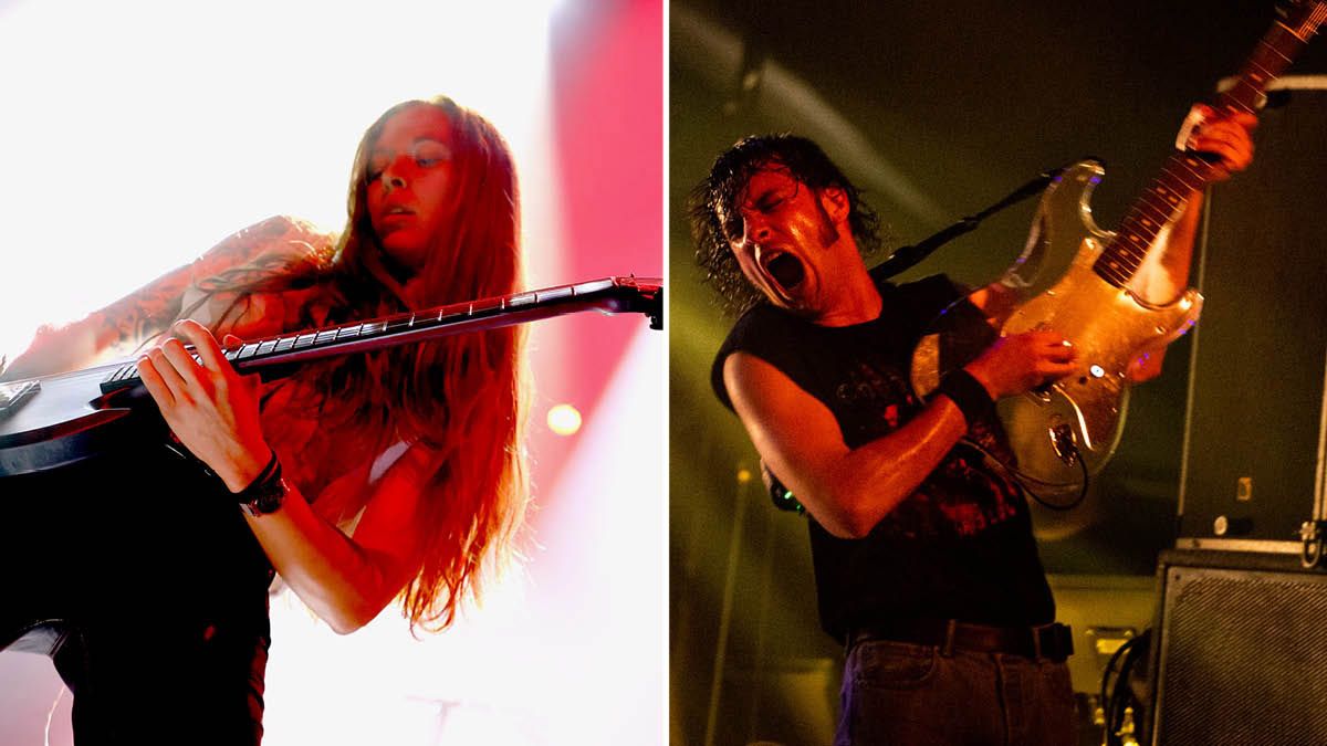 Code Orange&#039;s Reba Meyers and Dom Landolina perform at Coachella 2022