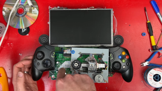 A screenshot from James Channel's video turning an Xbox Original portable