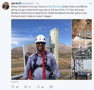 FCC Chairman Ajit Pai goes the distance--vertically.
