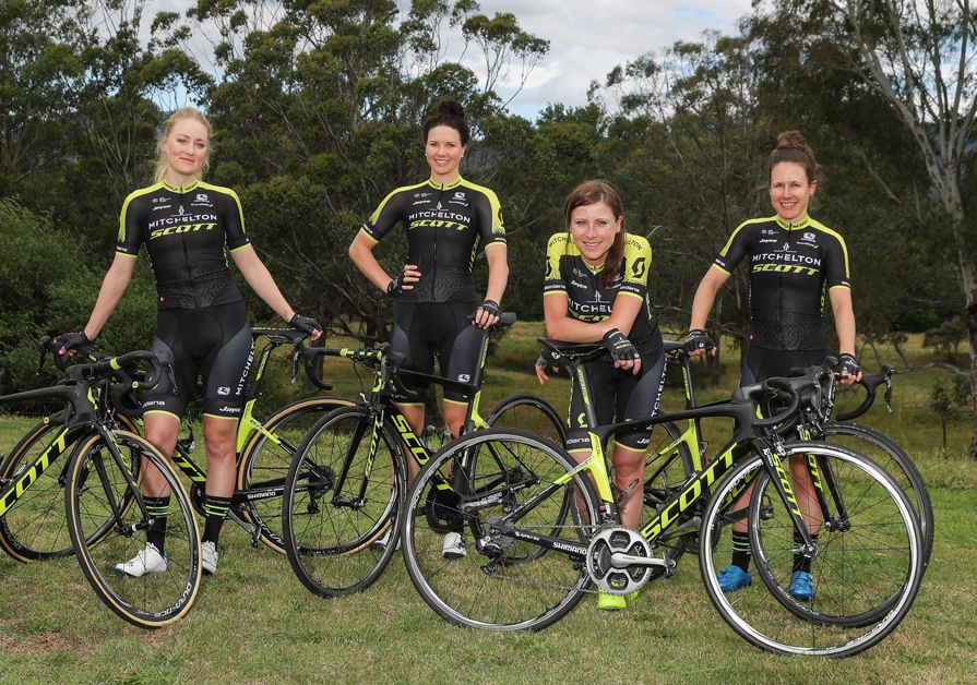Riders from the women's team model the new kit