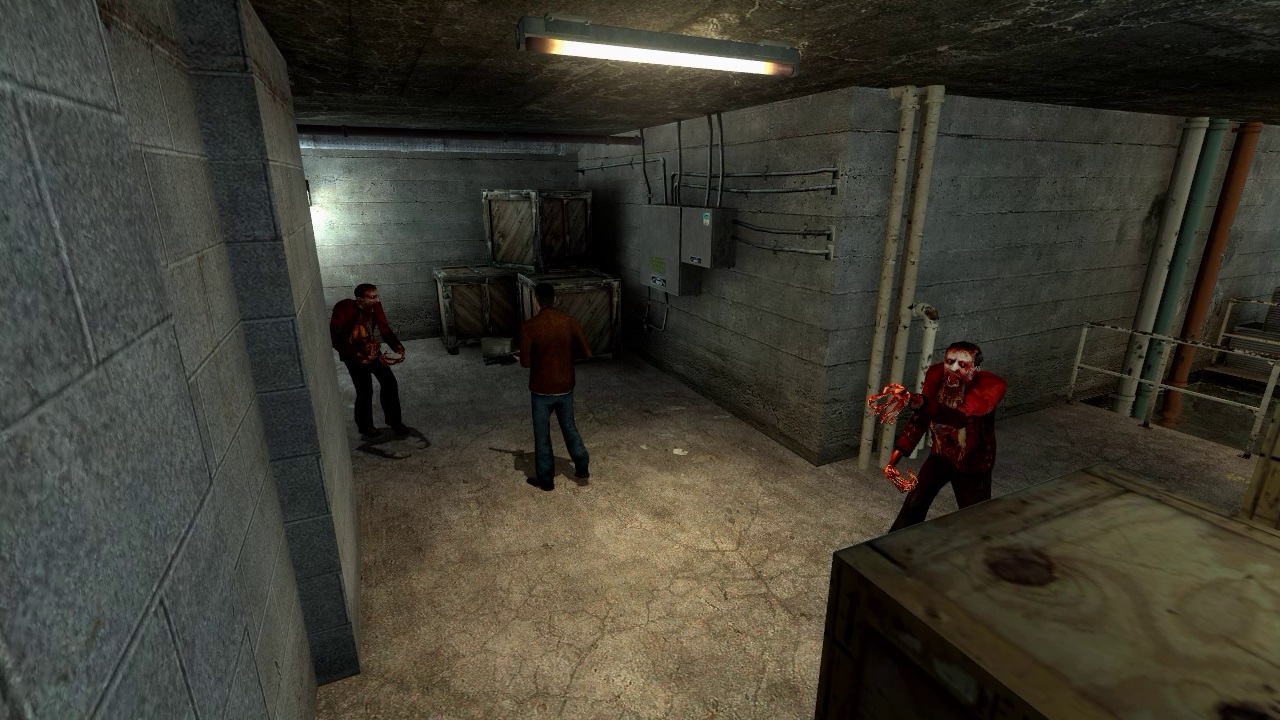 Half-Life male NPC getting accosted by two zombies
