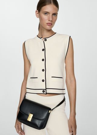 Knitted Vest With Contrast Piping