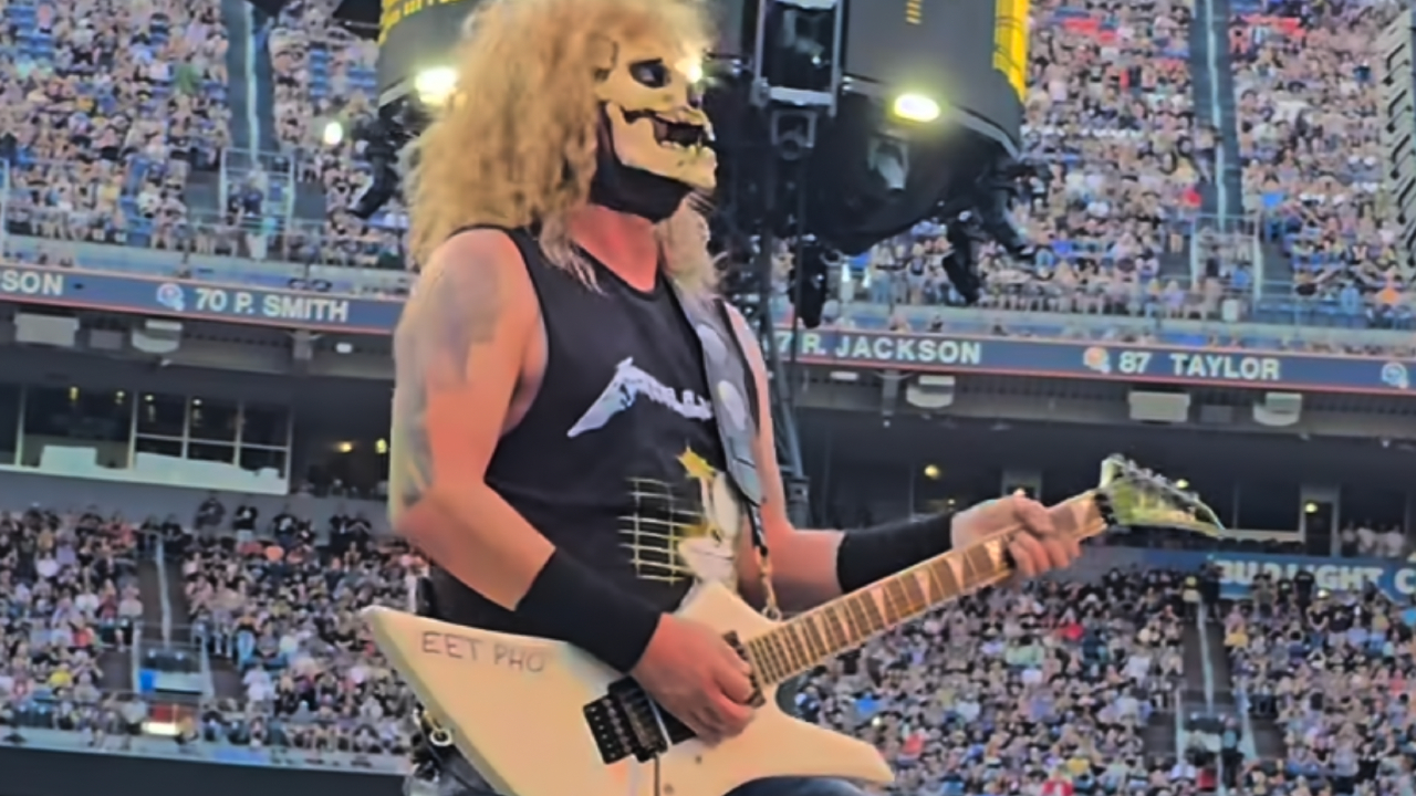 Wes Borland dressed as Metallica frontman James Hetfield onstage in 2025