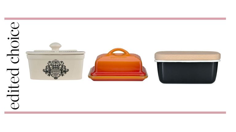 Best butter dishes – Fortnum & Mason butter dish, Le Creuset orange butter dish and Garden Trading black butter dish