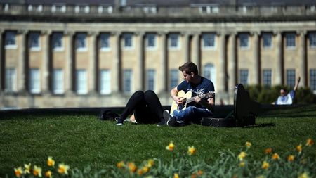 People enjoying the sunshine in the UK 