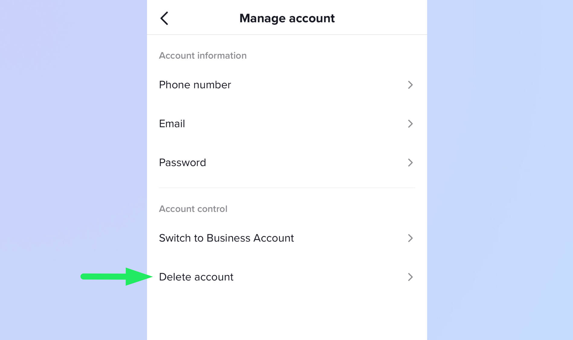 How to delete a TikTok account: Step 4