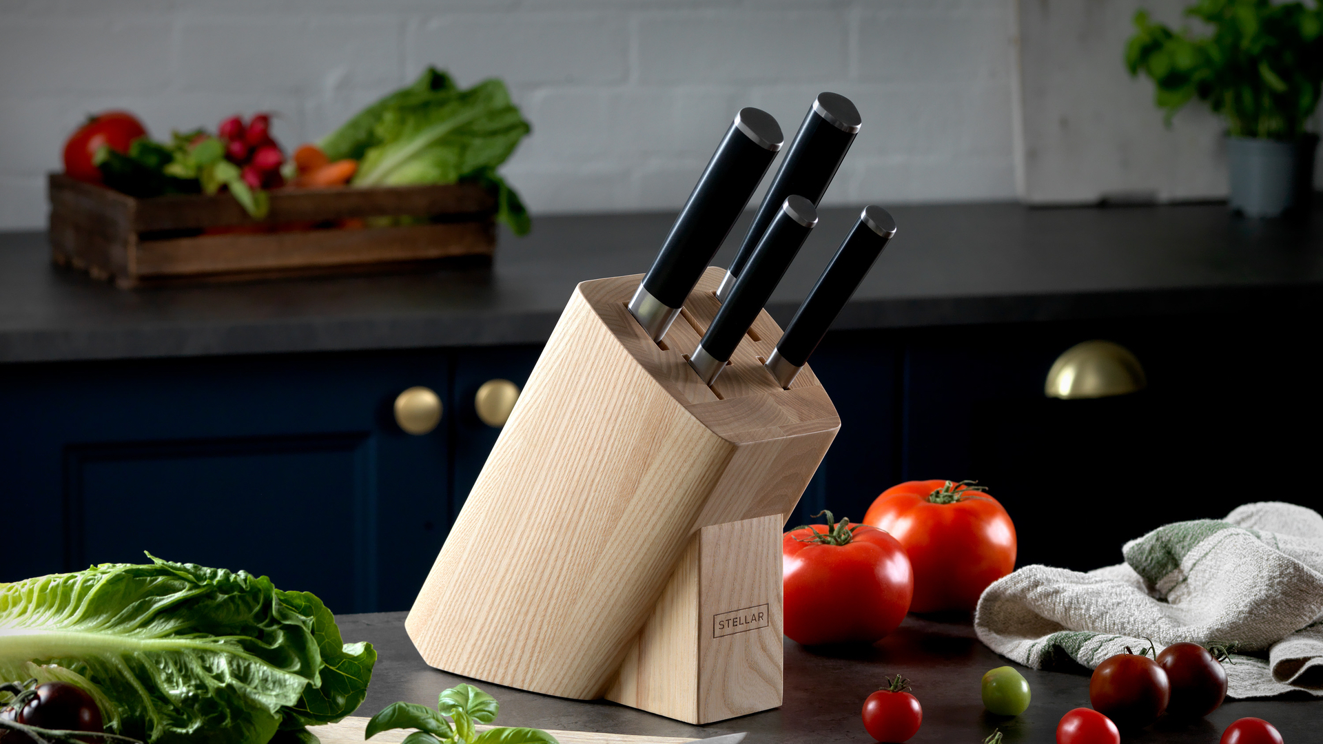 Automatic Cutting Board and Knife Set with Stand, Knife Block Holder, Smart  A