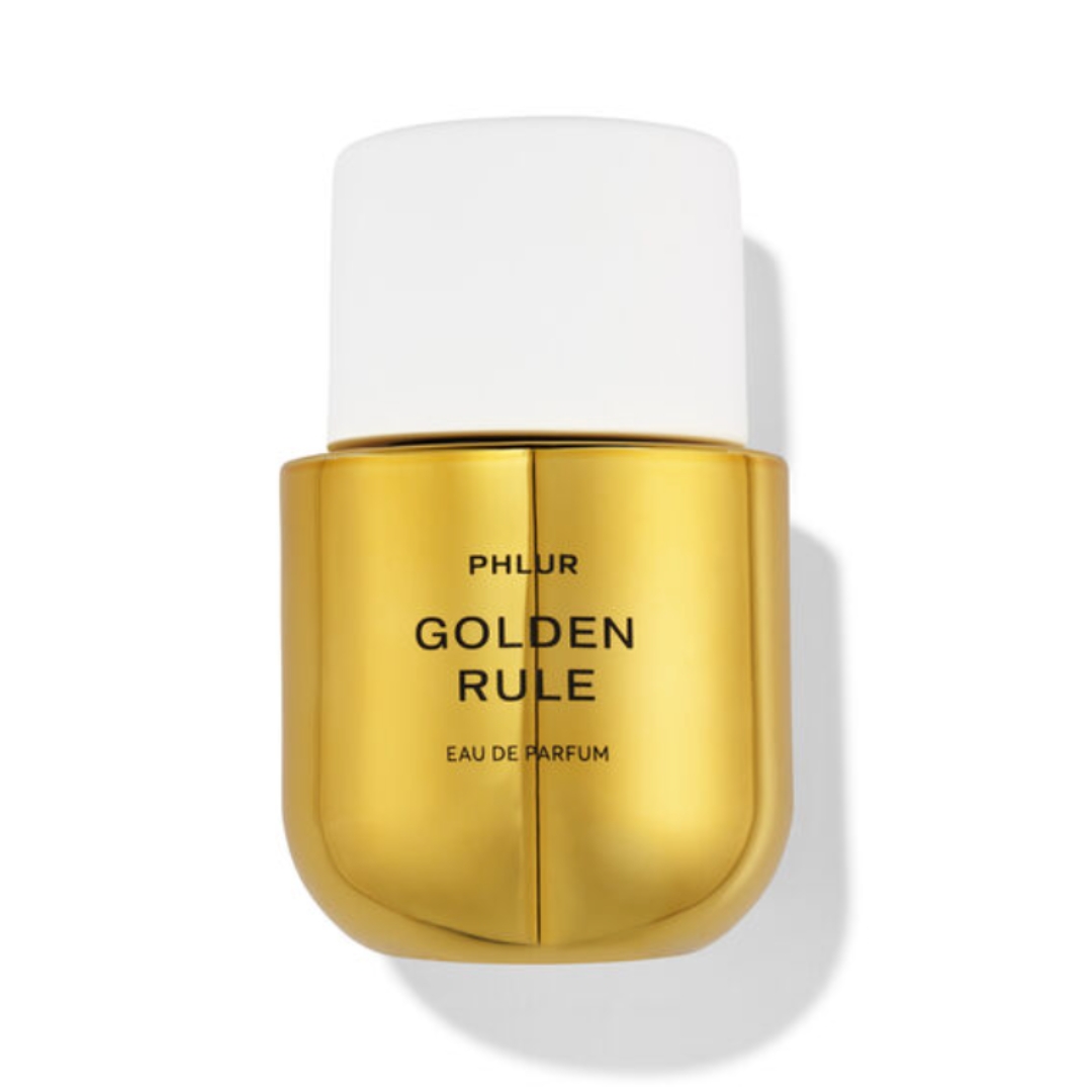 A product shot of Phlur Golden Rule Eau de Parfum, on a white background