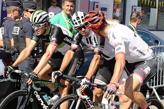 John Degenkolb has words with Michael Matthews after stage 16 at the Tour de France