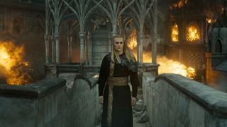 Annatar outside a tower in Eregion during The Lord of the Rings: The Rings of Power season 2, episode 6