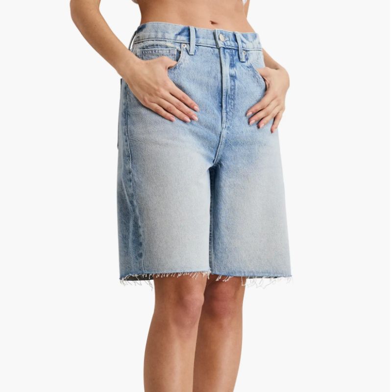 Good American , Good Standard Raw Hem Denim Bermuda Shorts