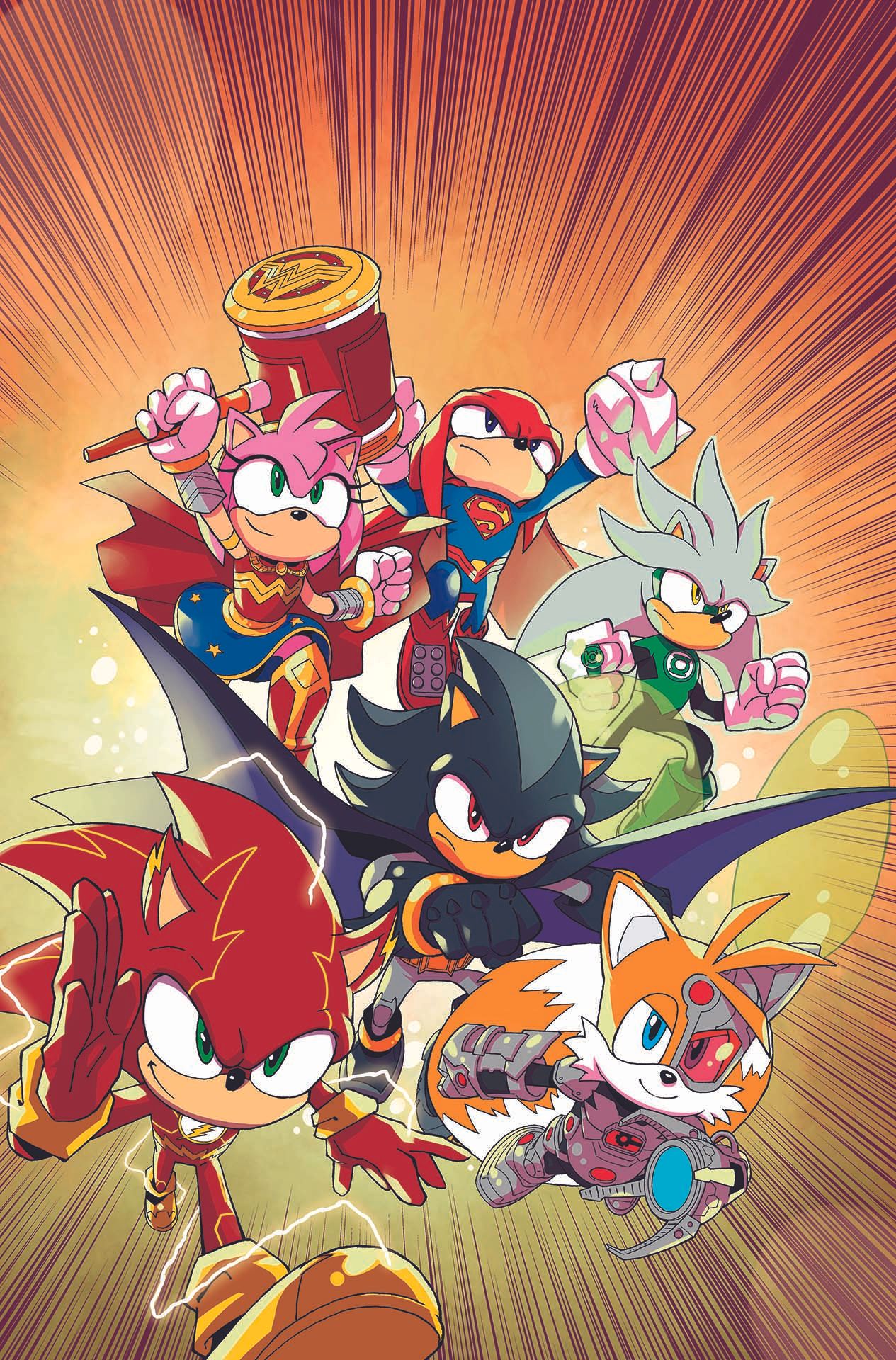 Sonic characters mashed up with the Justice League in an homage to Justice League #1 (2011)DC X