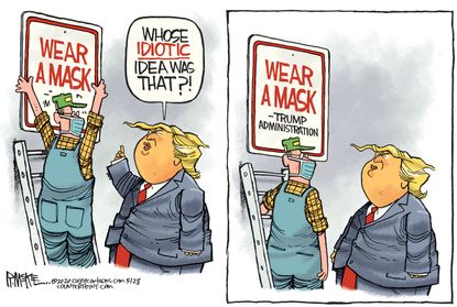 Political Cartoon U.S. Trump administration coronavirus masks