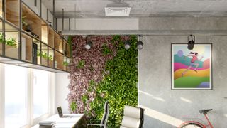 Contemporary apartment with concrete walls, vertical garden and ceiling ventilation