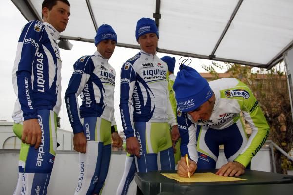 The Liquigas-Cannondale riders sign on