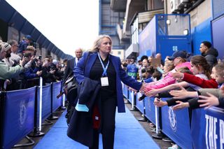 Emma Hayes, Manager of Chelsea, arrives at the stadium prior to the UEFA Women's Champions League 2023/24 semi-final second leg match between Chelsea FC and FC Barcelona at on April 27, 2024 in London, England. (Photo by Charlie Crowhurst - UEFA/UEFA via Getty Images)