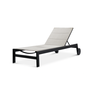 aluminum chaise lounge with gray mesh seat