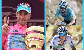 Vincenzo Nibali (L) last won the Giro in 2016 with Astana, and will be joined at Astana Qazaqstan in 2022 by Alexey Lutsenko and Miguel Angel Lopez