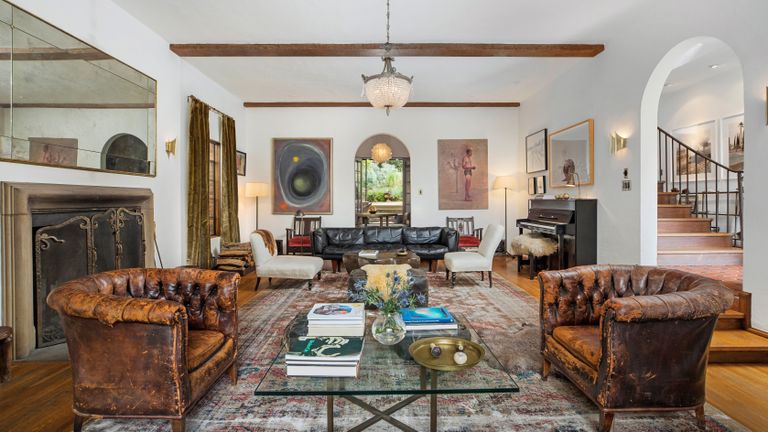 Living room in Walton Goggins’ house which is for sale in Hollywood, Los Angeles 