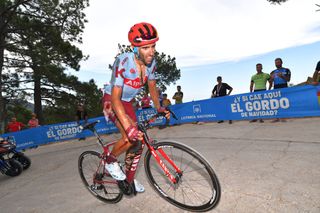 Katusha-Alpecin's Dani Navarro shows the spoils of a crash on stage 7 of the 2019 Vuelta a España