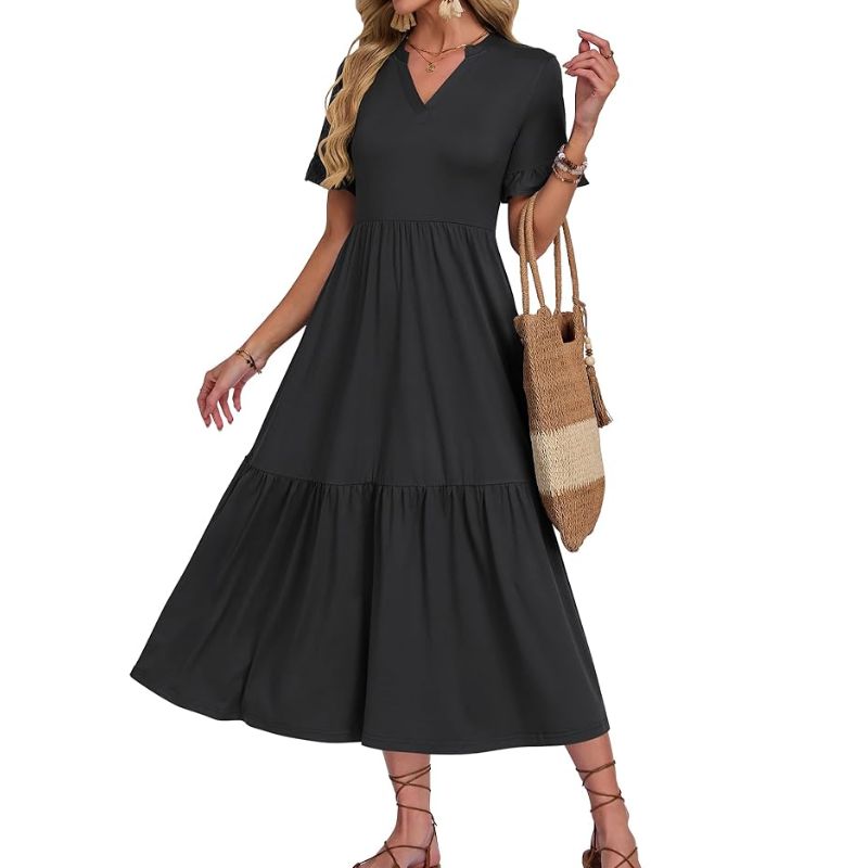 Amazon, black summer midi dress