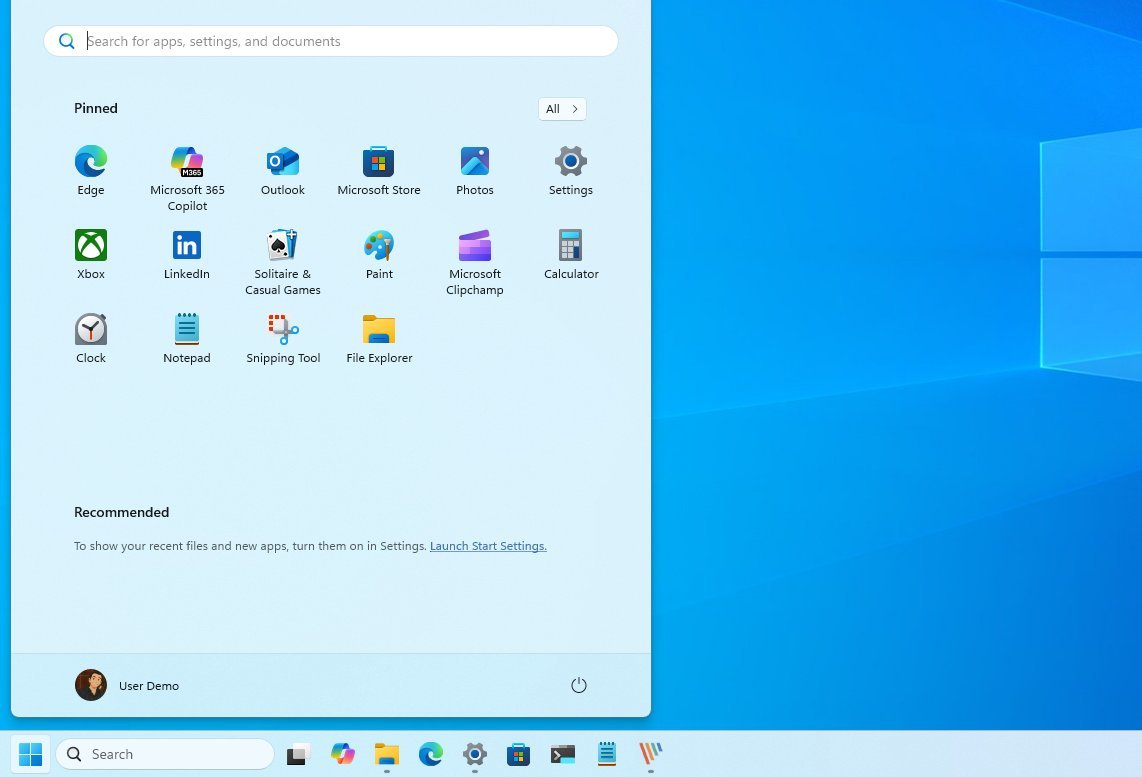 Taskbar with left alignment