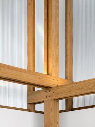 The sustainable timber frame of the Marcio Kogan-designed Volume C, for Micasa