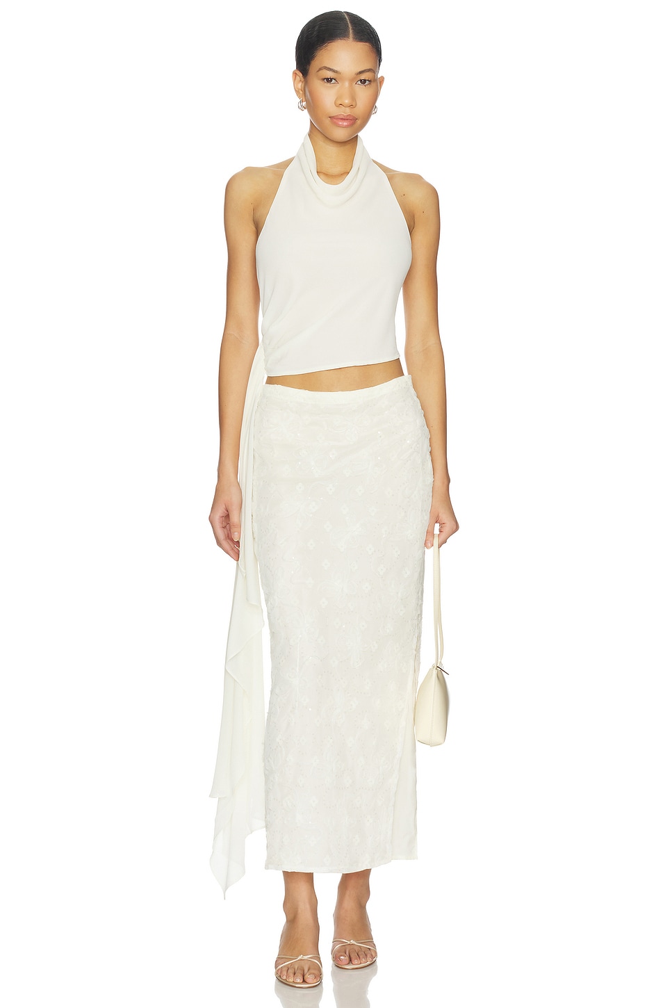 Hailey Cowl Neck Halter Top W/ Drape