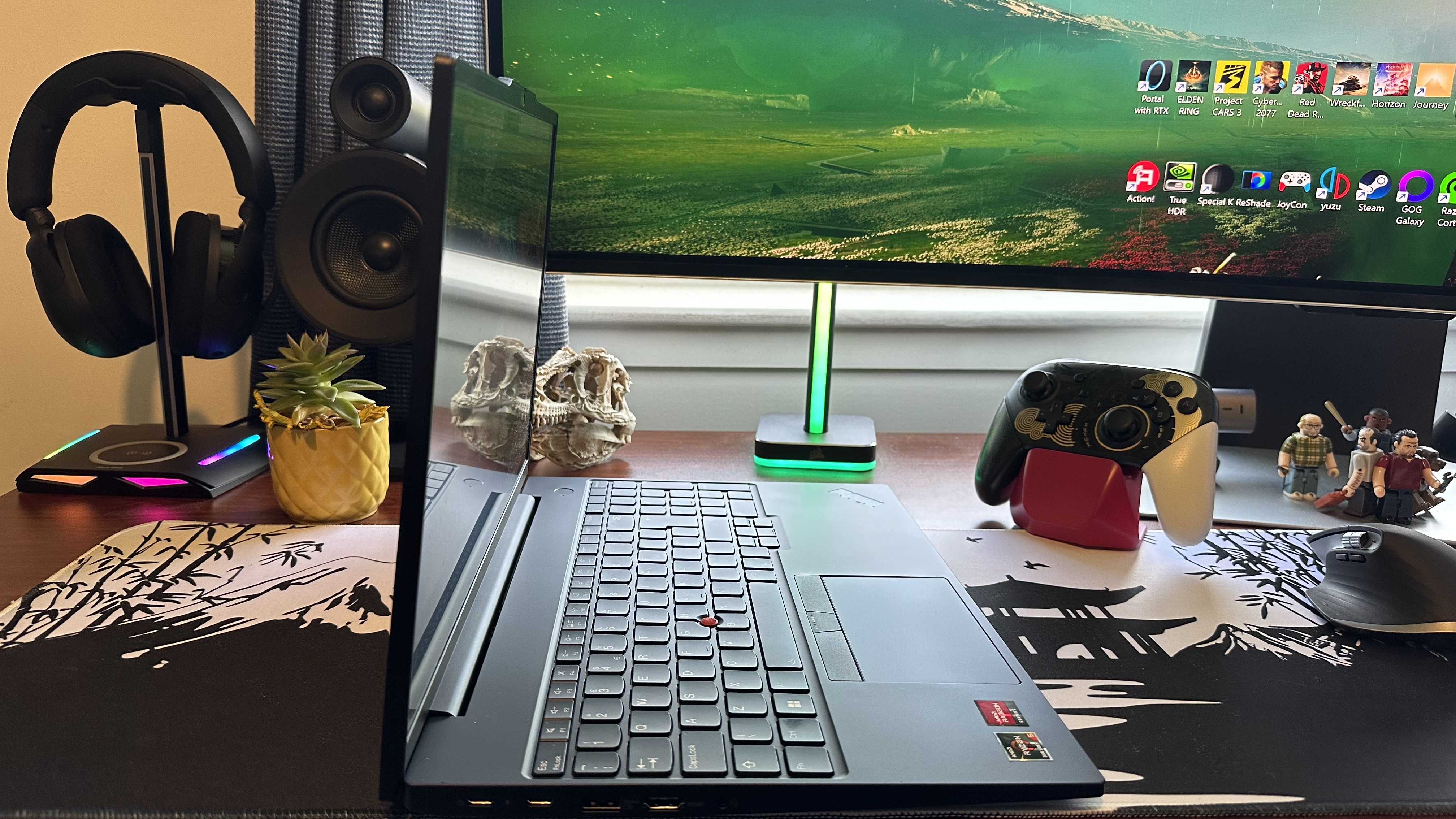 Side shot of the Lenovo ThinkPad E16 Gen 1 sitting on a desk.