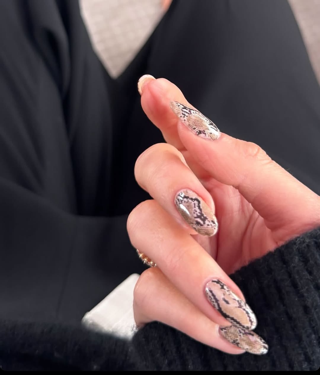 snakeskin oval nails