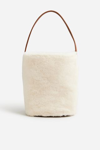 J.Crew Collection Berkeley Bucket Bag in Leather and Shearling