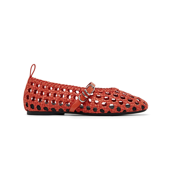 rag &amp;amp; bone, Spire Woven Mary Jane Faux-Leather Flats