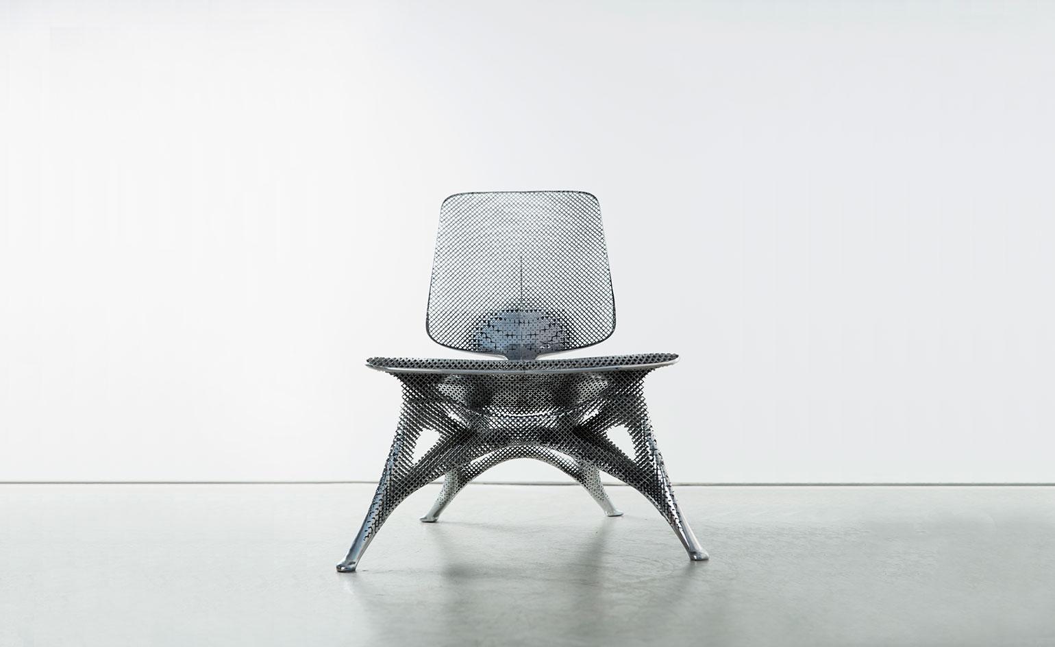 Joris Laarman's 'Microstructures' chair, created in aluminium with a gradient effect