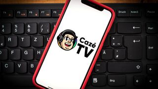 iPhone with CazeTV logo superimposed onto the screen