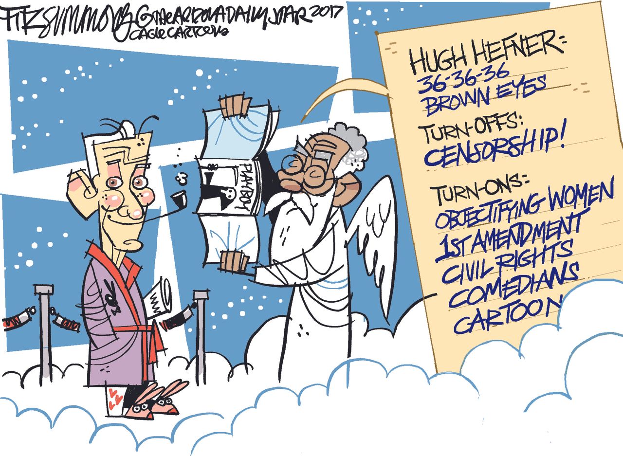 Editorial cartoon U.S. Hugh Hefner death