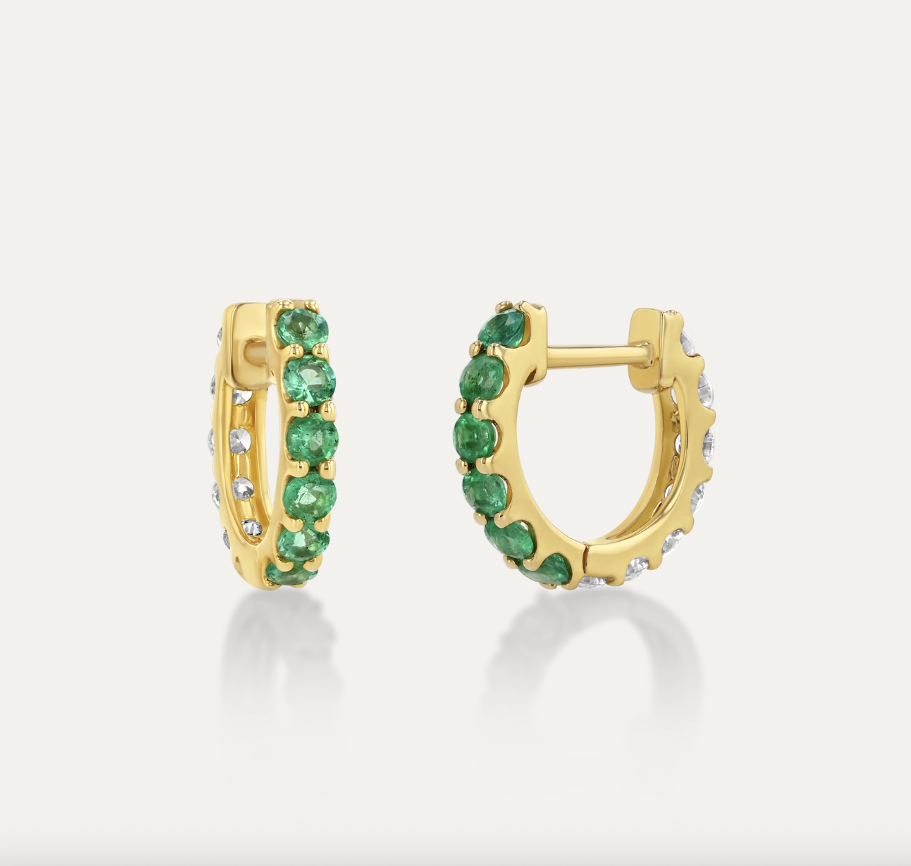 Real Fine Studio, Emerald &amp;amp; Diamond Huggies