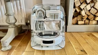 DJI Romo P robot vacuum and dock