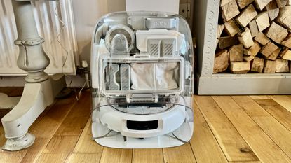 DJI Romo P robot vacuum and dock