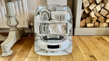 DJI Romo P robot vacuum and dock