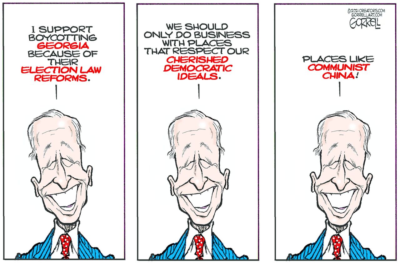 Political Cartoon U.S. biden georgia voting law china