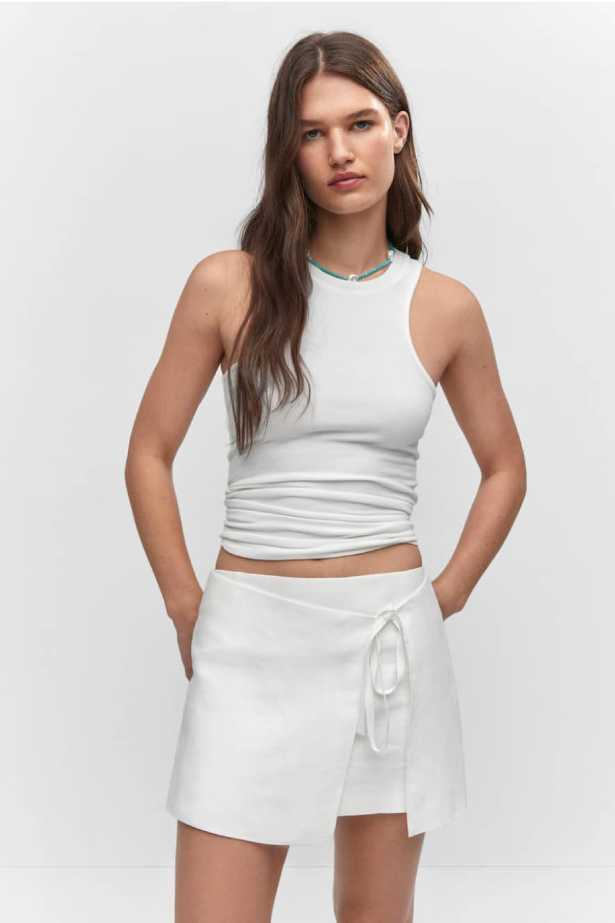 Mango Linen-Blend Wrap Skirt