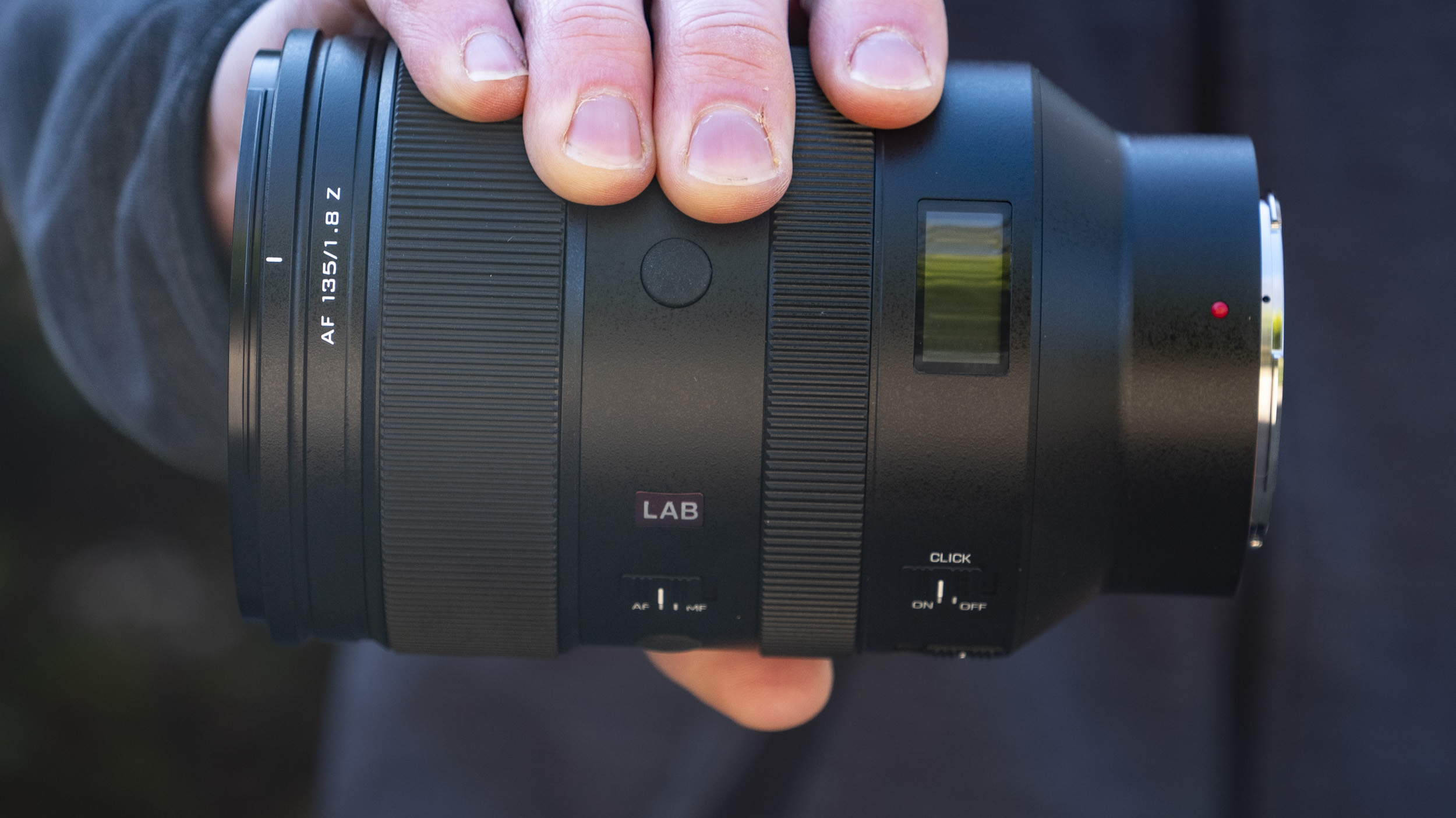 Viltrox 135mm F1.8 Lab lens for Nikon Z-mount, in the hand