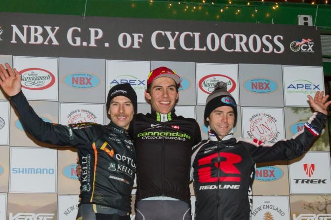 Elite Men's podium: Lindine third, Werner second, and White first