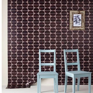 room with coffee bean print wallpaper