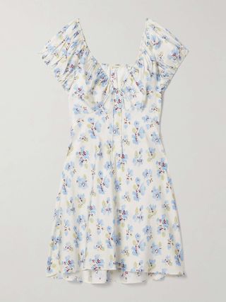 Dôen, Sera Floral-Print Silk-Blend Mini Dress