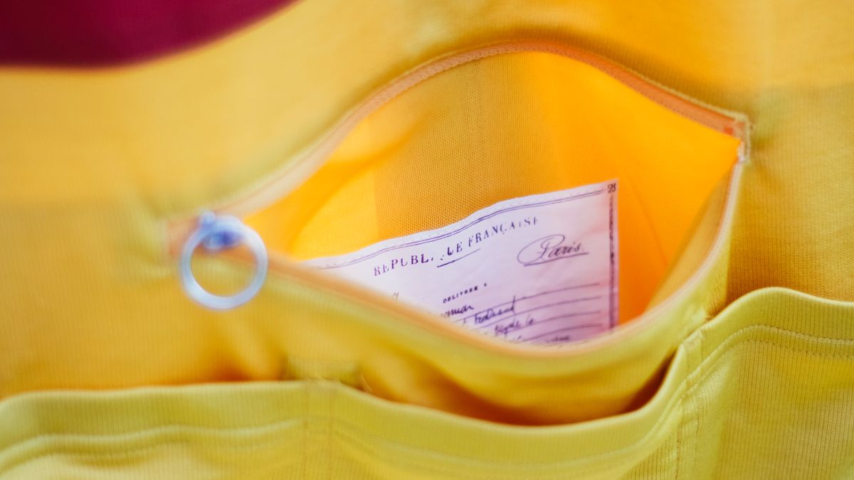 The inside of a rear jersey pocket