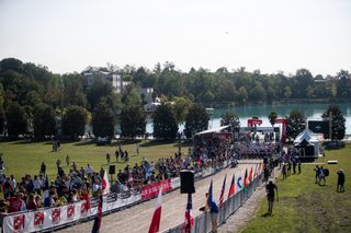 Start of the women's elite race at the 2023 Gravel World Championships in Italy on Saturday October 7