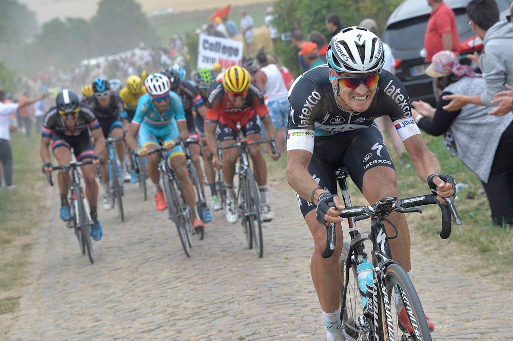 Zdenek Stybar makes a move.